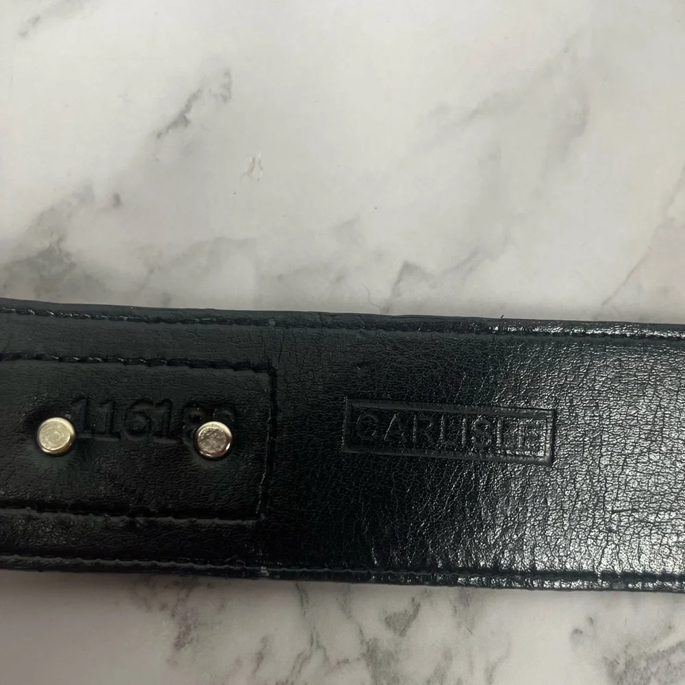 Carlisle black and snake print metal genuine leather belt size small - Picture 6 of 9